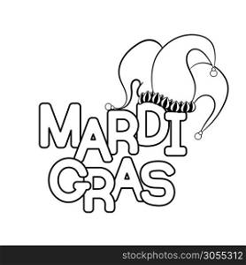 Mardi Gras or Shrove Tuesday. Vector illustration. Coloring page for adult coloring book.. Mardi Gras coloring page