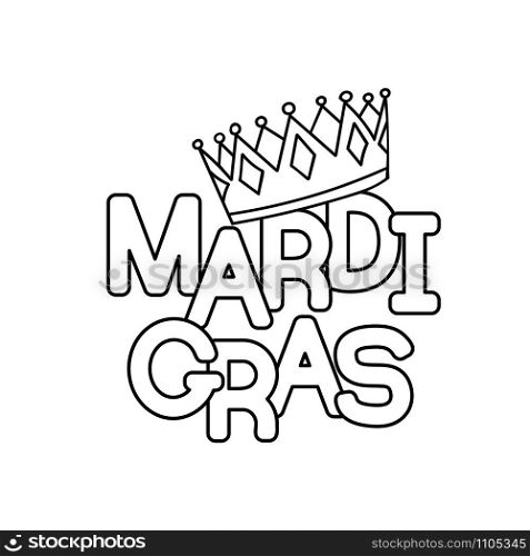Mardi Gras or Shrove Tuesday. Vector illustration. Coloring page for coloring book.. Mardi Gras coloring page