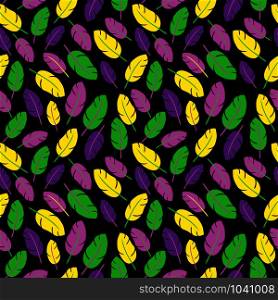 Mardi gras seamless pattern with colors feathers. Mardi gras seamless pattern with feathers on white