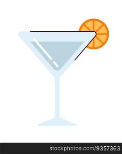 Margarita drink semi flat colour vector object. Cocktail refreshment. Martini glass and citrus. Editable cartoon clip art icon on white background. Simple spot illustration for web graphic design. Margarita drink semi flat colour vector object