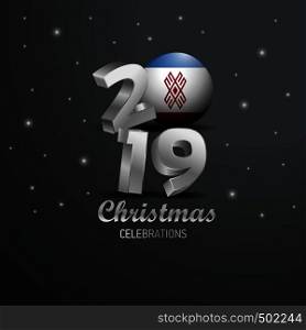 Mari-El Flag 2019 Merry Christmas Typography. New Year Abstract Celebration background
