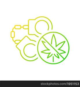 Marijuana arrests gradient linear vector icon. Drug law violation. Cannabis criminalization. Criminal penalties. Thin line color symbol. Modern style pictogram. Vector isolated outline drawing. Marijuana arrests gradient linear vector icon