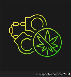 Marijuana arrests gradient vector icon for dark theme. Drug law violation. Cannabis criminalization. Criminal penalties. Thin line color symbol. Modern style pictogram. Vector isolated outline drawing. Marijuana arrests gradient vector icon for dark theme