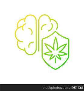 Marijuana brain protection gradient linear vector icon. Cognitive functions improvement. Boost mental clarity. Thin line color symbol. Modern style pictogram. Vector isolated outline drawing. Marijuana brain protection gradient linear vector icon