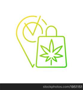 Marijuana dispensary gradient linear vector icon. Recreational cannabis retail store. Buying products legally. Thin line color symbol. Modern style pictogram. Vector isolated outline drawing. Marijuana dispensary gradient linear vector icon