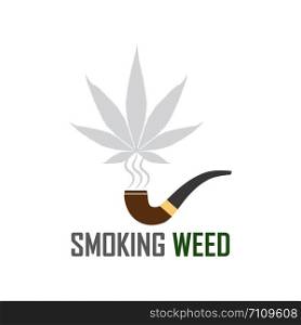 Marijuana Ganja Weed smoke icon on white background