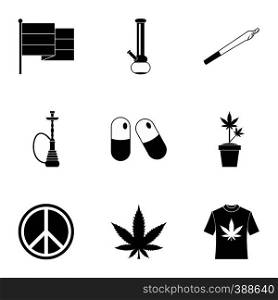Marijuana icons set. Simple illustration of 9 marijuana vector icons for web. Marijuana icons set, simple style