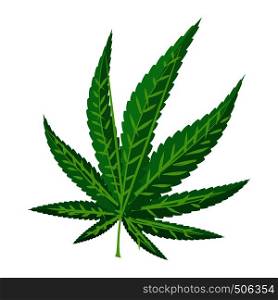 Marijuana leaf icon in cartoon style on a white background. Marijuana leaf icon, cartoon style