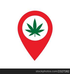 Marijuana leaf in pin location symbol