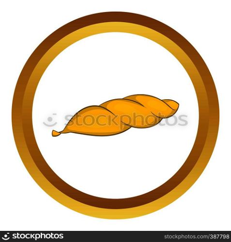 Marijuana leaf vector icon in golden circle, cartoon style isolated on white background. Marijuana leaf vector icon