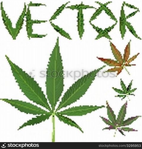 marijuana leafs vectors against white background, abstract art illustration