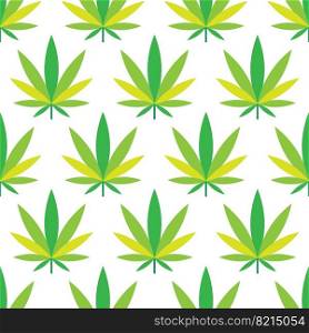 Marijuana leaves seamless pattern on white background. Perfect for tablecloth, oilcloth, bedclothes or other textile design