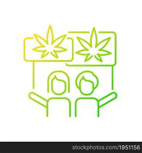 Marijuana legalization protest gradient linear vector icon. Cannabis rights movement. Marijuana activists. Thin line color symbol. Modern style pictogram. Vector isolated outline drawing. Marijuana legalization protest gradient linear vector icon
