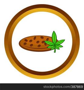 Marijuana seeds vector icon in golden circle, cartoon style isolated on white background. Marijuana seeds vector icon