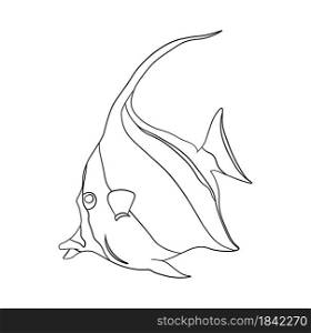marine aquarium fish. Children linear drawing for coloring. Vector on white