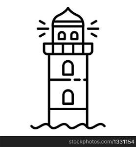 Marine lighthouse icon. Outline marine lighthouse vector icon for web design isolated on white background. Marine lighthouse icon, outline style