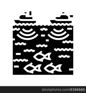 marine noise pollution glyph icon vector. marine noise pollution sign. isolated symbol illustration. marine noise pollution glyph icon vector illustration