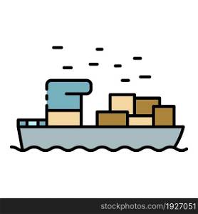 Marine parcel delivery icon. Outline marine parcel delivery vector icon color flat isolated. Marine parcel delivery icon color outline vector
