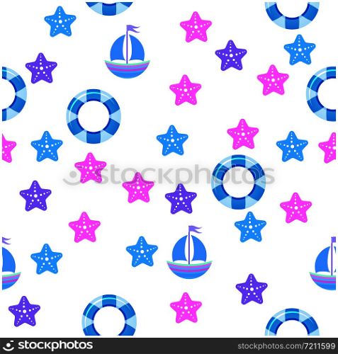marine pattern with a boat. For fabric, baby clothes, background, textile, wrapping paper and other decoration. Repeating editable vector pattern. EPS 10. marine pattern with a boat. For fabric, baby clothes, background, textile, wrapping paper and other decoration. Vector seamless pattern EPS 10