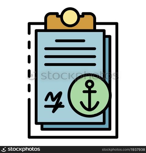 Marine port clipboard icon. Outline marine port clipboard vector icon color flat isolated. Marine port clipboard icon color outline vector