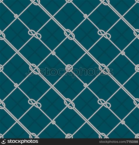 Marine rope knots pattern. Tied sea ropes, cord knot and nautical seamless pattern. Boat rope stripe or sailing cordage string vector background. Marine rope knots pattern. Tied sea ropes, cord knot and nautical seamless vector background