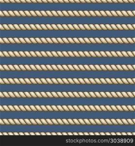 Marine ropes striped seamless background. Nautical ropes with knots seamless pattern. Vintage graphic ornament abstract, vector illustration