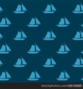 Marine Sailboat seamless pattern, vector illustration. Nautical silhouette flat style, for for fabric, textile, wallpaper, wrapping. Marine Sailboat seamless pattern, vector illustration
