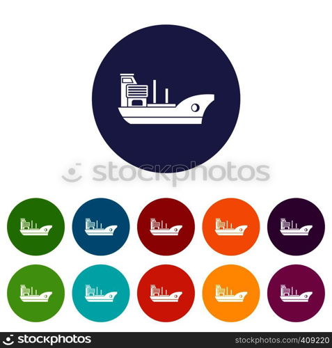 Marine ship set icons in different colors isolated on white background. Marine ship set icons