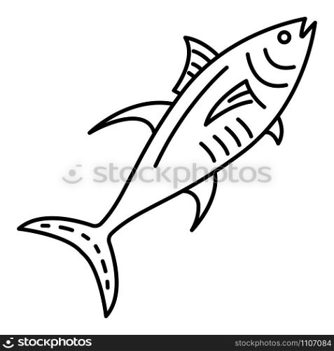 Marine tuna fish icon. Outline marine tuna fish vector icon for web design isolated on white background. Marine tuna fish icon, outline style
