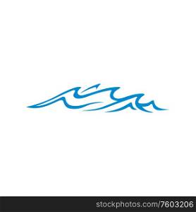 Marine water splashes isolated abstract sea waves symbol. Vector stream of storming ocean. Sea waves isolated splashes of ocean