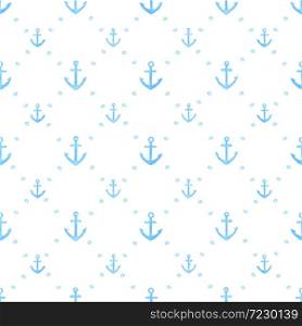 Marine watercolor seamless pattern of anchors. Vector illustration.