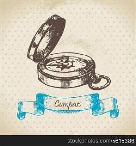 Mariner&rsquo;s compass. Hand drawn illustration&#x9;