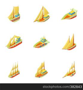 Maritime transport icons set. Cartoon illustration of 9 maritime transport vector icons for web. Maritime transport icons set, cartoon style