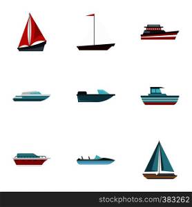 Maritime transport icons set. Flat illustration of 9 maritime transport vector icons for web. Maritime transport icons set, flat style