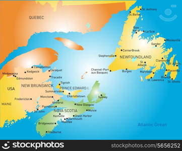 Maritime vector provinces color map