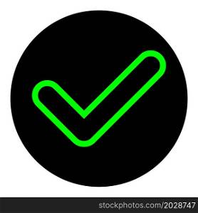 Mark icon in circle. Green sign. Black round. App element. Modern freehand design. Vector illustration. Stock image. EPS 10.. Mark icon in circle. Green sign. Black round. App element. Modern freehand design. Vector illustration. Stock image.