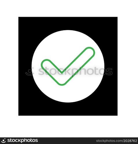 Mark icon in circle. Green sign. Black square. Choice element. Modern art design. Vector illustration. Stock image. EPS 10.. Mark icon in circle. Green sign. Black square. Choice element. Modern art design. Vector illustration. Stock image.
