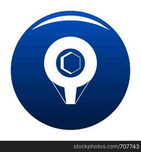 Mark pin icon vector blue circle isolated on white background . Mark pin icon blue vector