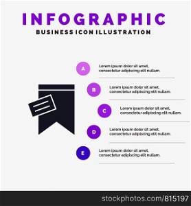 Mark, Tag, Sign, Text Solid Icon Infographics 5 Steps Presentation Background