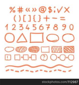 Marker Hand Written Doodle Numbers And Symbols Vector. Marker Hand Written Doodle Numbers,Symbols Vector illustration