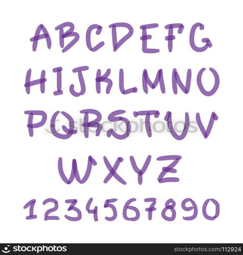 Marker Hand Written Doodle Symbols Vector. Letters, Numbers. Marker Hand Written Doodle Symbols. Letters, Numbers