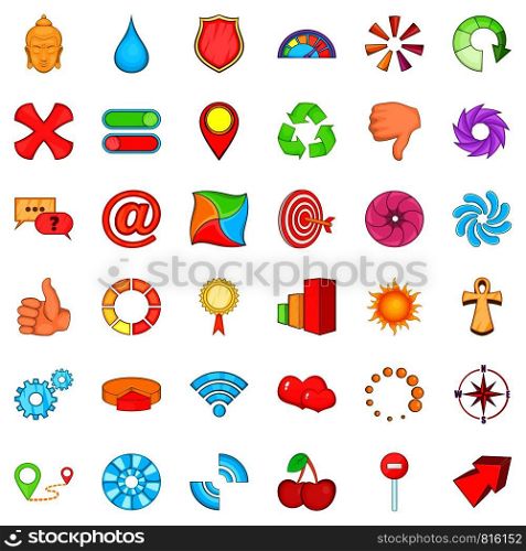 Marker icons set. Cartoon style of 36 marker vector icons for web isolated on white background. Marker icons set, cartoon style
