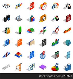 Marker icons set. Isometric style of 36 marker vector icons for web isolated on white background. Marker icons set, isometric style