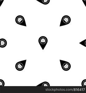 Marker location with envelope sign pattern repeat seamless in black color for any design. Vector geometric illustration. Marker location with envelope sign pattern seamless black