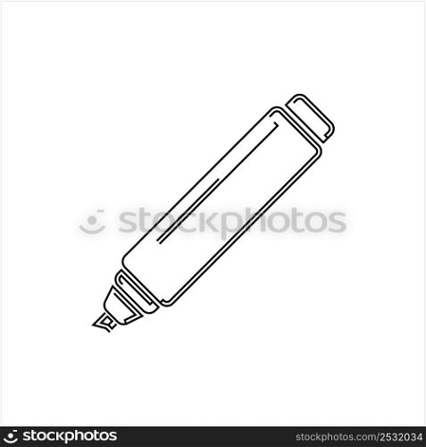 Marker Pen Icon, Highlighter Pen, Thick Tip Pen Vector Art Illustration