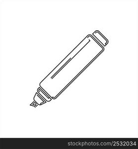 Marker Pen Icon, Highlighter Pen, Thick Tip Pen Vector Art Illustration