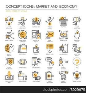 Market and Economy, thin line icons set, Pixel Perfect Icons
