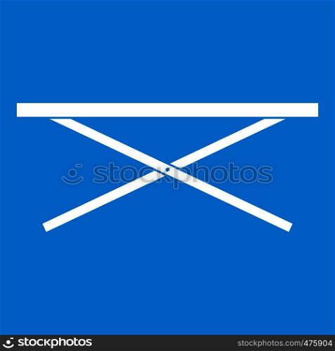 Market counter icon white isolated on blue background vector illustration. Market counter icon white