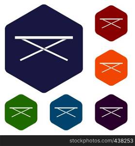 Market counter icons set hexagon isolated vector illustration. Market counter icons set hexagon