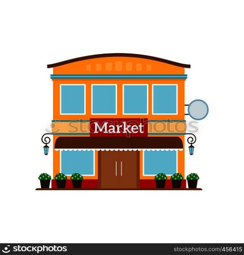 Market flat style icon isolated on white. Vector illustration. Market flat style icon isolated on white